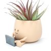 Happy Face Planter, gift desk accessory, fun office decor, creative indoor plant holder