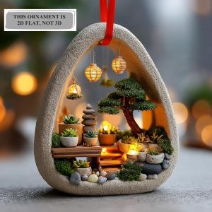 Zen Garden Terrarium Acrylic Ornament, Peaceful Bonsai Candle Art Tree Decoration Perfect for Meditation & Mindfulness Lovers